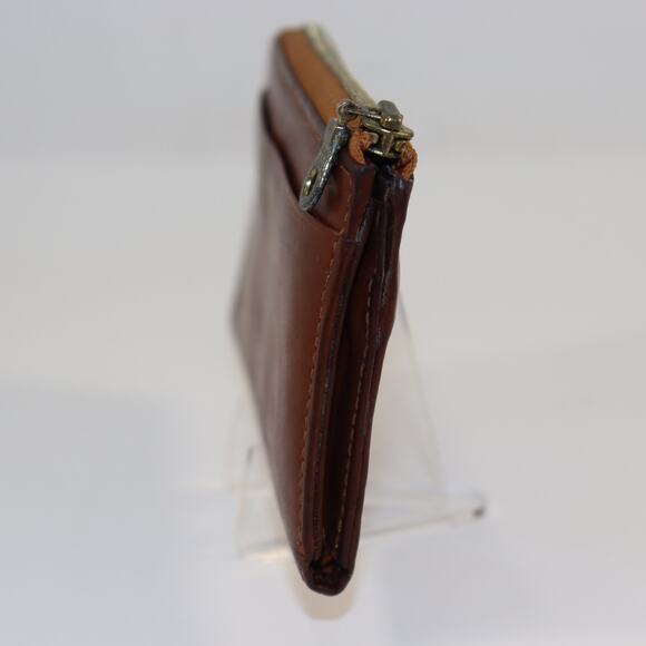 Genten Brown Leather Zipper Pouch - Picture 3 of 6